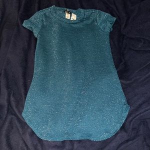 love J M sparkly turquoise/ blue top